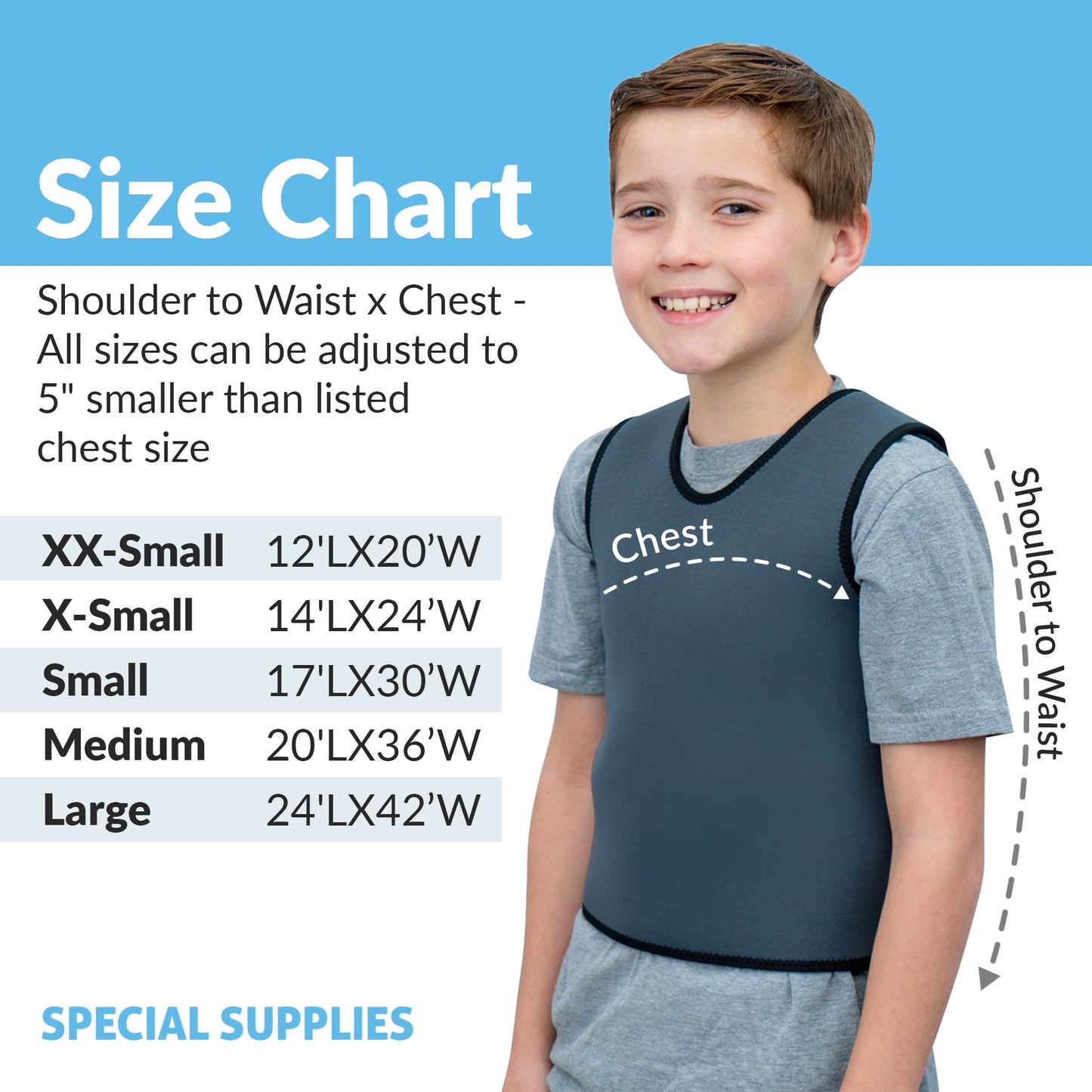 Deep Pressure Compression Sensory Vest (6 Sizes) Comfortable Breathable, Form-Fitting for Kids and Adults