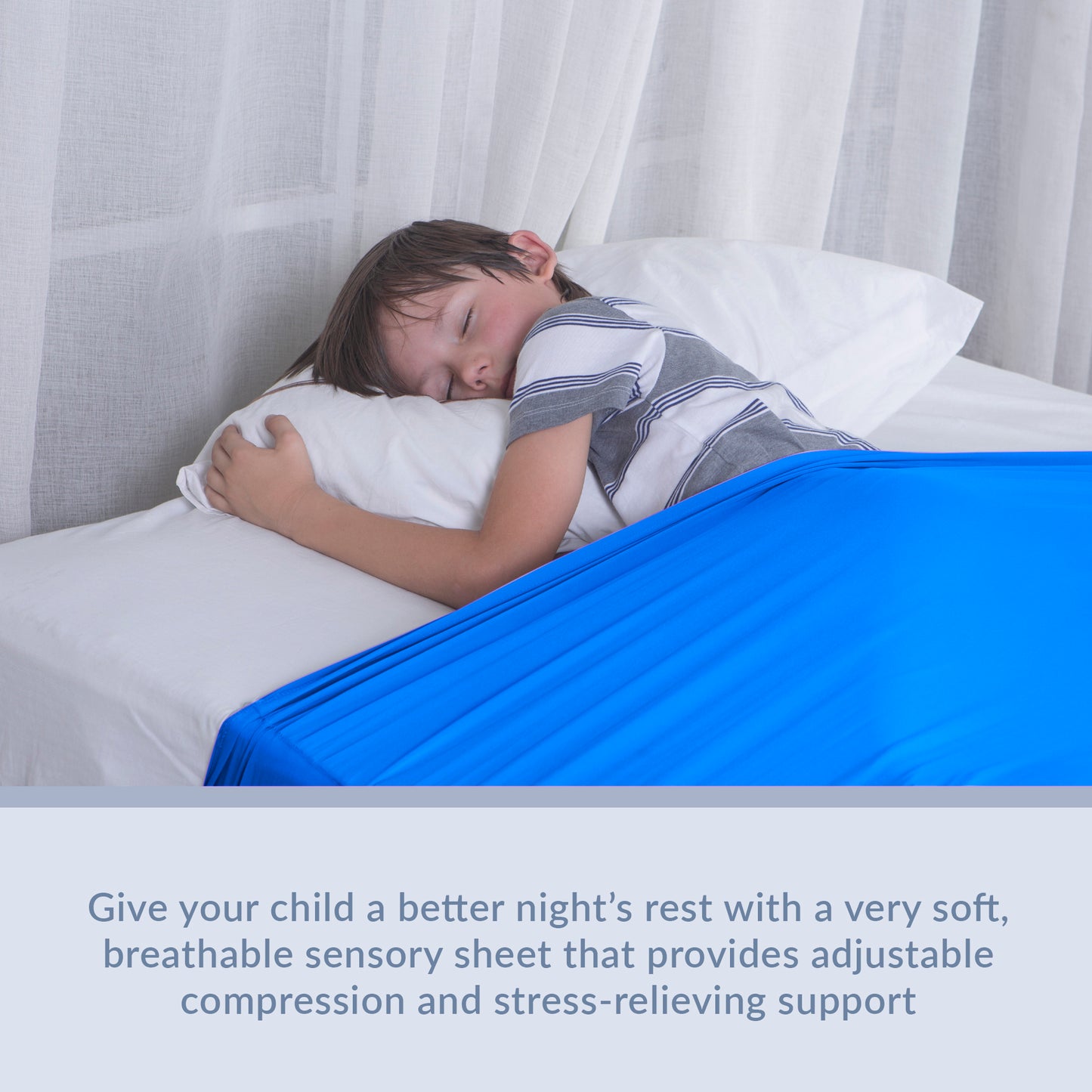 Sensory Bed Sheet for Kids Compression Alternative to Weighted Blankets - Blue