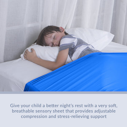 Sensory Bed Sheet for Kids Compression Alternative to Weighted Blankets - Blue