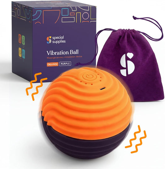 Special Supplies Sensory Massage Ball - Orange & Purple - 4 Vibration Modes, Tactile Stimulation, Stress Relief, Therapy & Sensory Tool for Kids and Adults