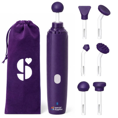 Special Supplies TheraVibe Point Massager, Rechargeable Handheld Targeted Massage- Vibration Massager with 6 Silicone Massage Tips, 3 Settings, USB Charging Cable and Travel Bag