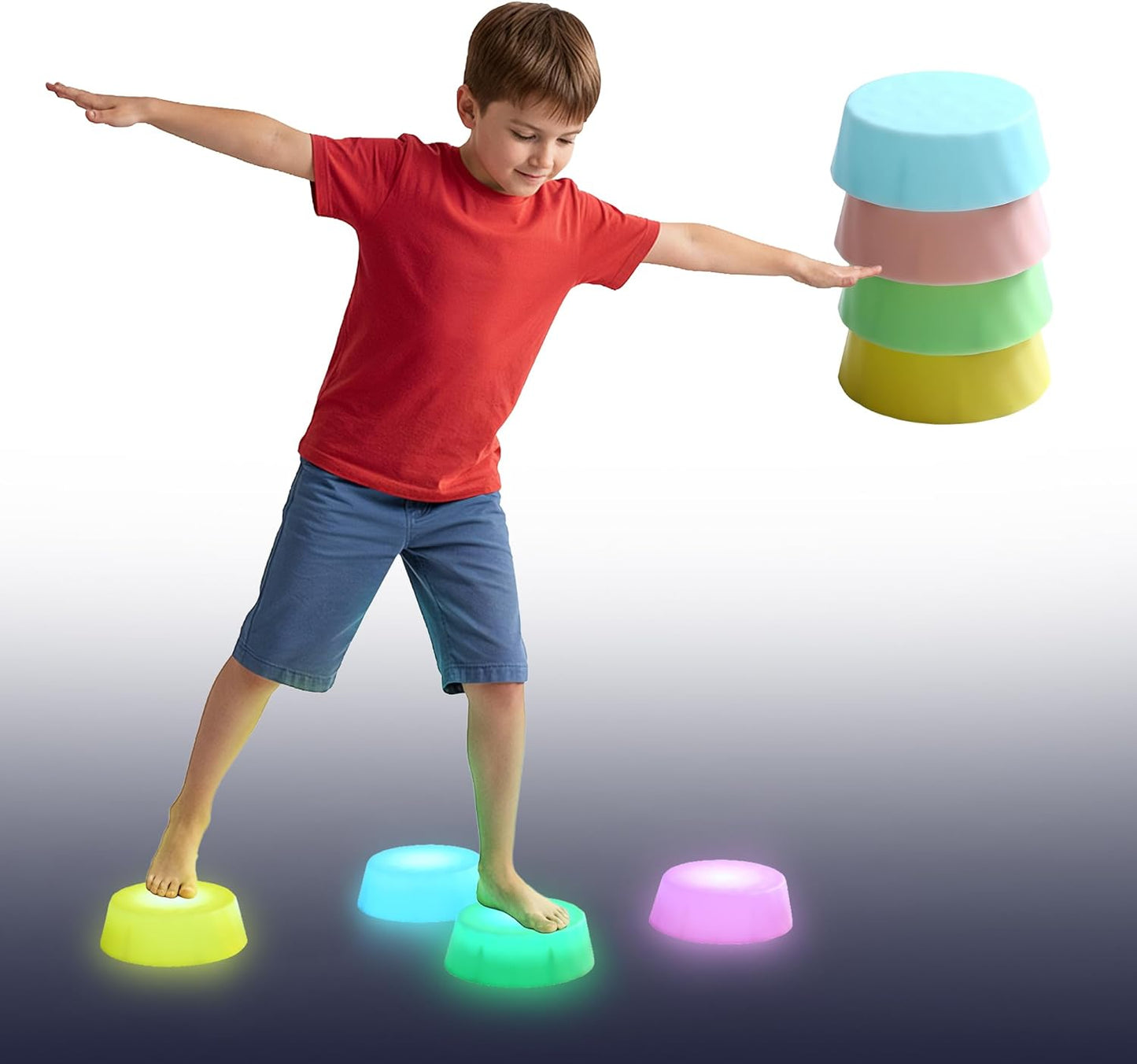 Special Supplies LED Stepping Stones for Kids – Light-Up Balance Blocks – Promote Coordination, Balance, Strength for Toddlers & Children – Durable Non-Slip Rubber, Safe Indoor & Outdoor Play