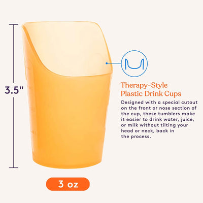 Special Supplies Pack of 10 Small Flexible Drinking Cups with Nose Mold Cutout for Physical Therapy, Recovery, and Rehabilitation, BPA-Free Drink Tumblers, 3 oz.
