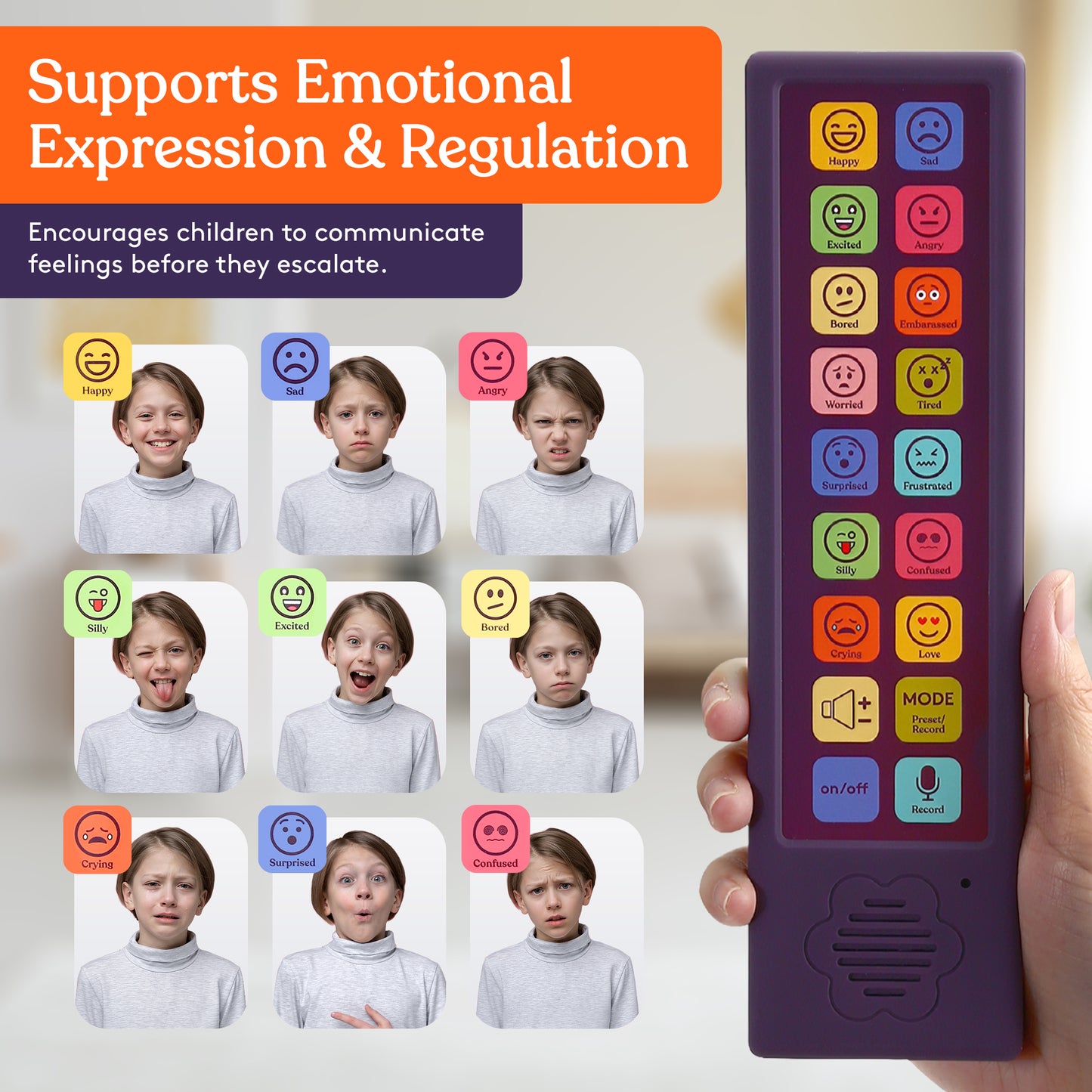 Special Supplies Emotions & Feelings AAC Communication Device – Emotion & Calm-Focused Speech Therapy Aid for Nonverbal Kids & Adults – Talking Device for Home & School