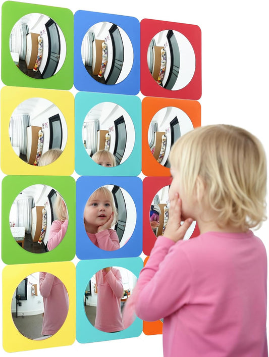 Special Supplies Sensory Bubble Wall Mirror - Interactive Acrylic Mirrors for Wall Decoration and Sensory Toys for Kids Classroom or Home - Room Decor -Visual, Tactile Stimulation - (Pack of 12)
