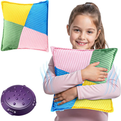 Special Supplies Vibrating Pillow Sensory Pressure Activated Calm for Kids and Adults, 13” Plush Soft Cover with Textured Therapy Stimulation Bumps- 3 Vibration Modes, Music & Voice Recording