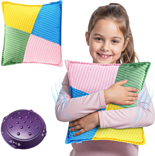 Special Supplies Vibrating Pillow Sensory Pressure Activated Calm for Kids and Adults, 13” Plush Soft Cover with Textured Therapy Stimulation Bumps- 3 Vibration Modes, Music & Voice Recording