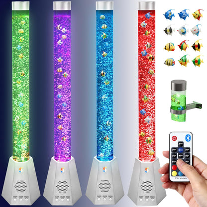 Special Supplies Aquarium Sensory Bubble Tube Lamp - 4ft Color-Changing LED with Remote, 5 Fishes, Nightlight Effect & Bluetooth Speaker