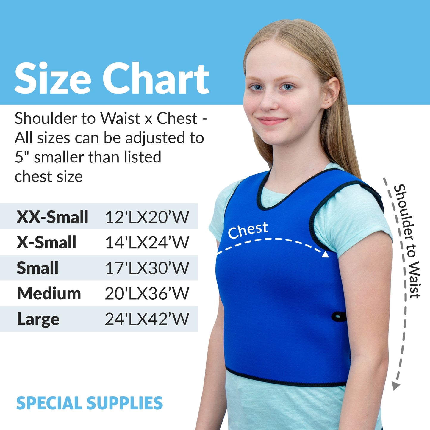 Deep Pressure Compression Sensory Vest (6 Sizes) Comfortable Breathable, Form-Fitting for Kids and Adults