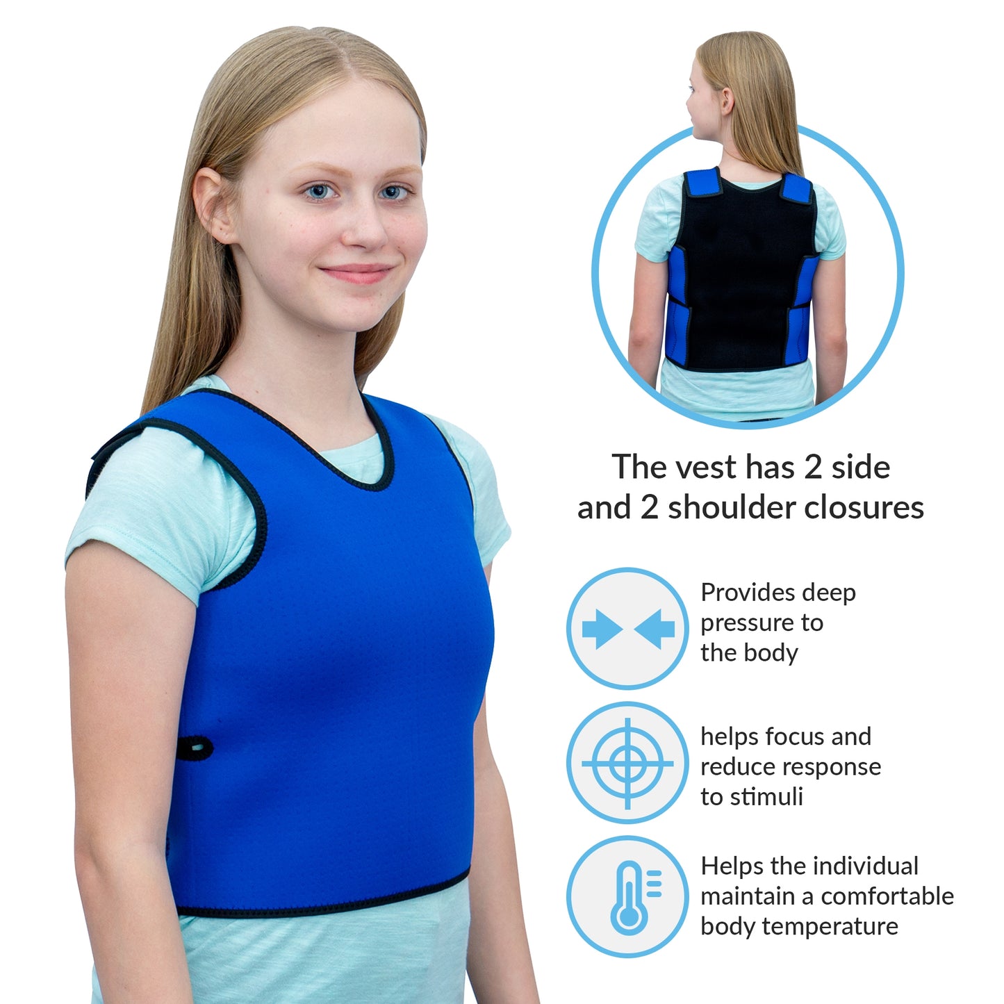 Deep Pressure Compression Sensory Vest (6 Sizes) Comfortable Breathable, Form-Fitting for Kids and Adults