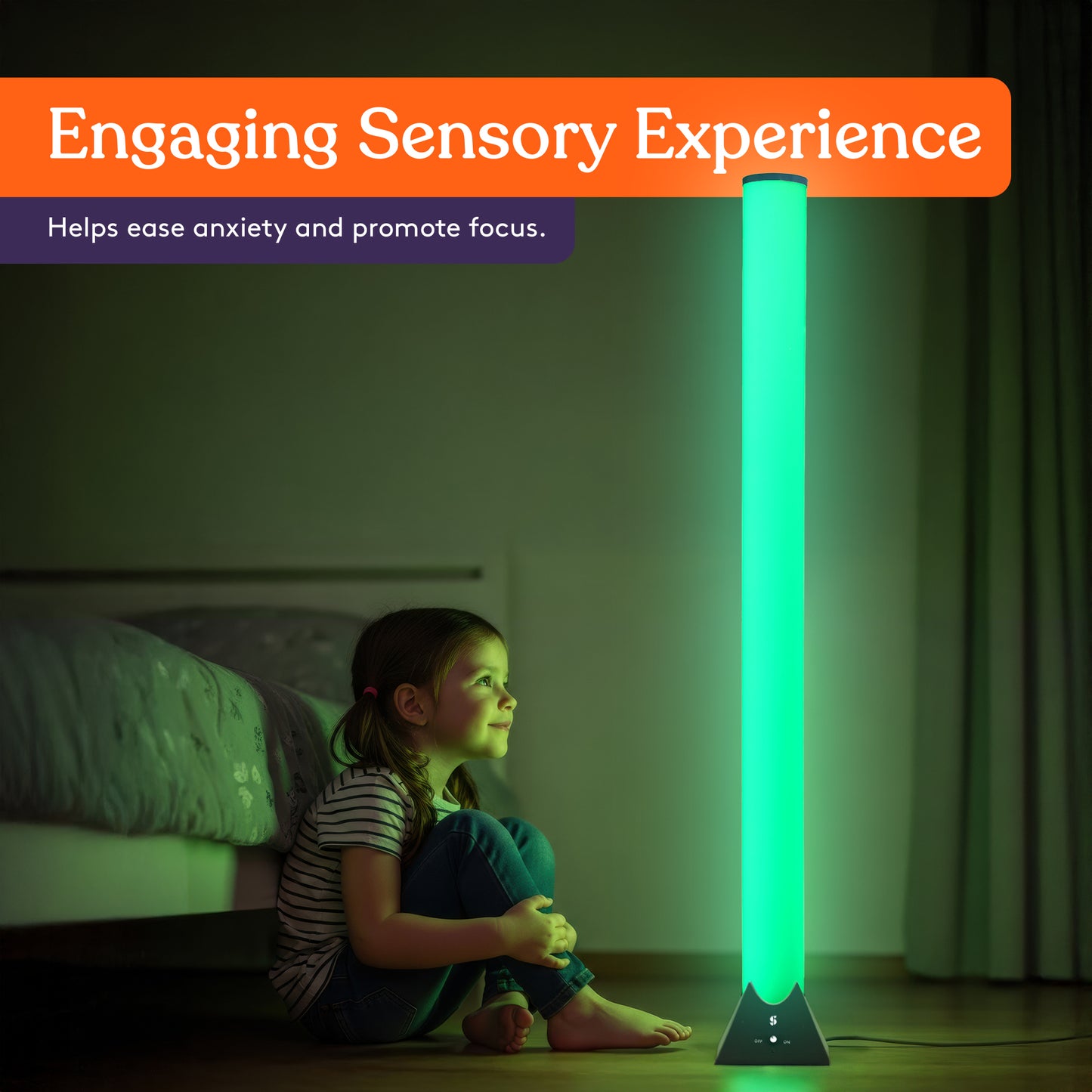 Special Supplies Sensory Light Lamp – 4.5 Foot Floor Standing Color Changing Nightlight with 11 LED Colors and Remote Control – Sensory Room Lighting for Kids and Adults