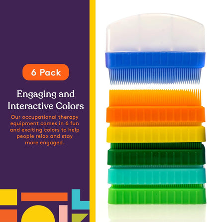 Special Supplies Therapy Brushes Colorful 6-Pack + Removable Handle, Calming Occupational and Sensory Tools with Deep Pressure Massage, Soft Bristles, Stimulates and Calms Kids or Adults, Latex-Free