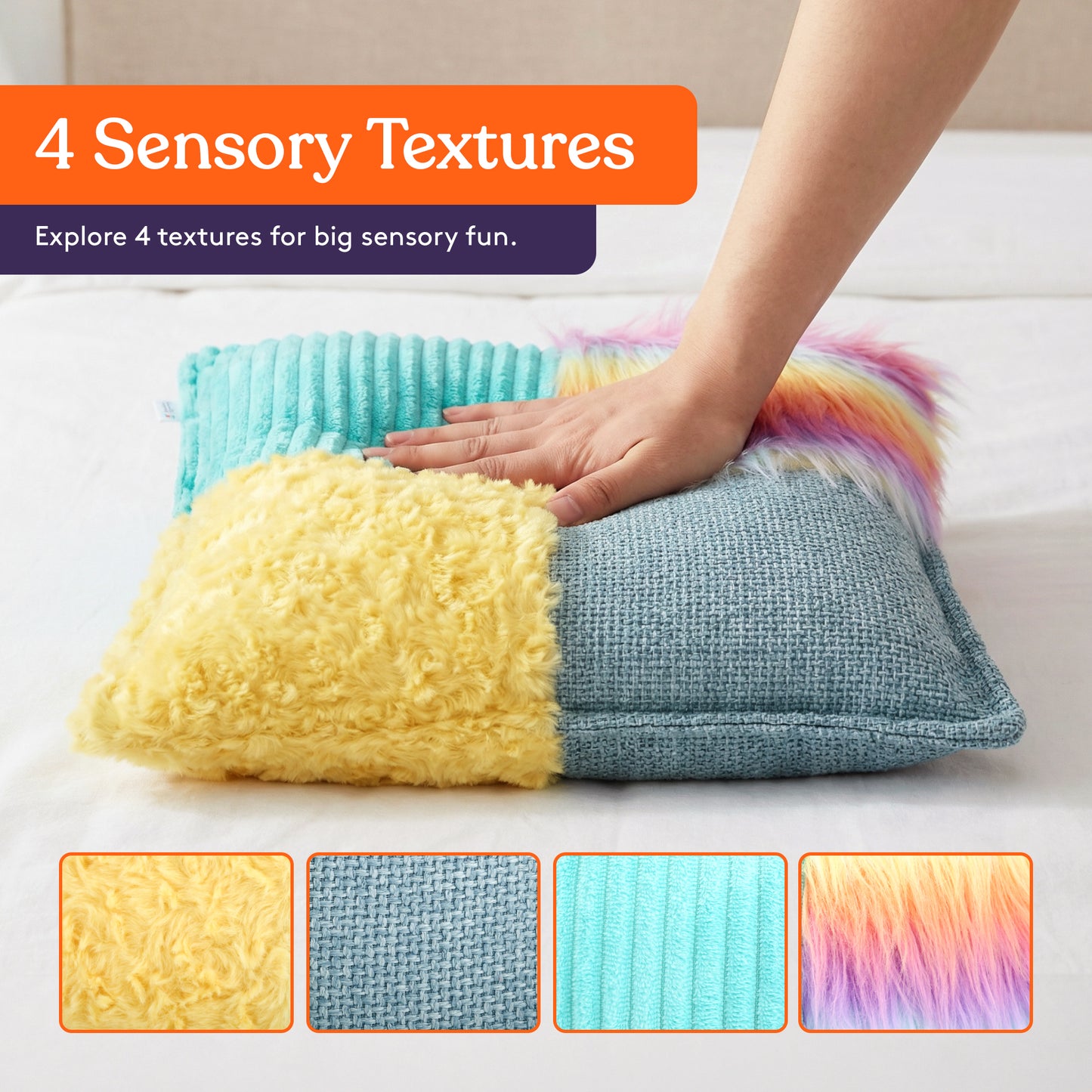 Special Supplies Vibrating Pillow Sensory Pressure Activated Calm for Kids and Adults, 13” Plush Soft Cover with Multi Textured Therapy Stimulation Bumps -3 Vibration Modes, Music & Voice Recording