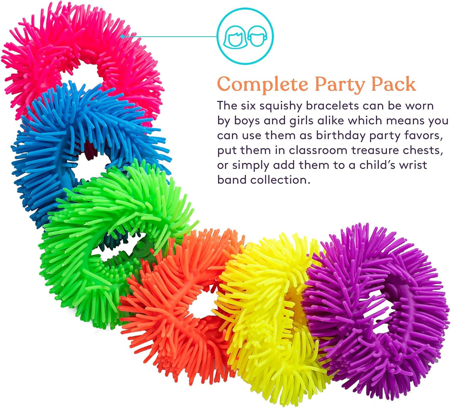 Squishy Fuzzy Band Bracelets (6 Pack)
