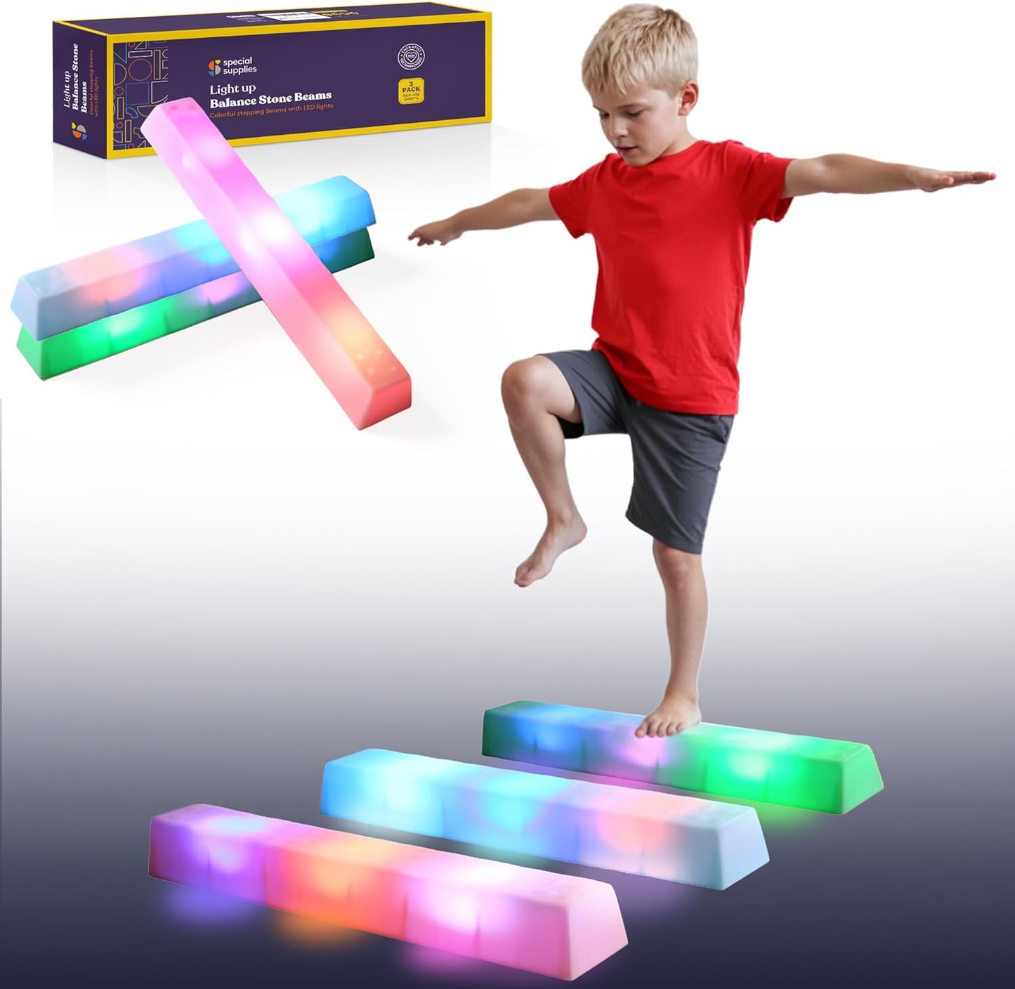 Special Supplies LED Stepping Stones for Kids – Light-Up Balance Blocks – Promote Coordination, Balance, Strength for Toddlers & Children – Durable Non-Slip Rubber, Safe Indoor & Outdoor Play