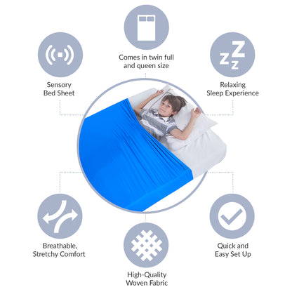 Sensory Bed Sheet for Kids Compression Alternative to Weighted Blankets - Blue