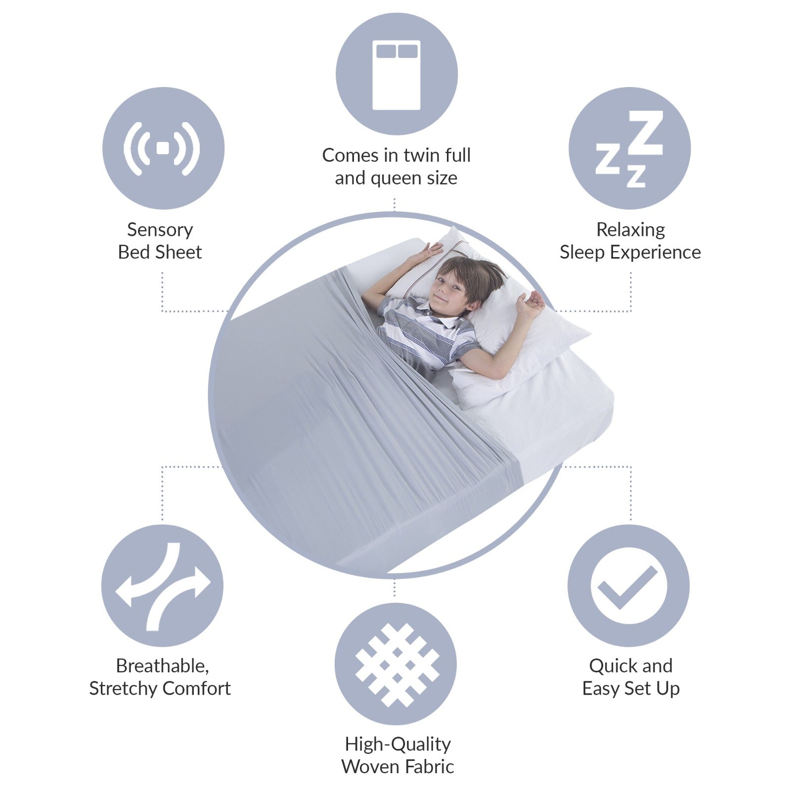 Sensory Bed Sheet for Kids Compression Alternative to Weighted Blankets - Gray