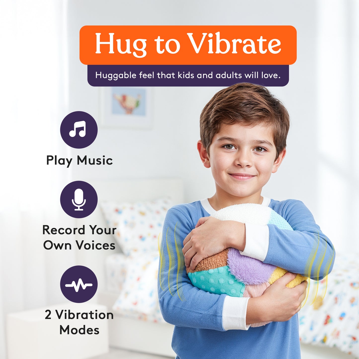 Special Supplies Sensory Vibrating Weighted Pillow for Kids and Adults – Soft Velvet Cover with Textured Therapy Stimulation, Calming Relaxation, 3 Vibration Modes, Music & Voice Recording (3LB)