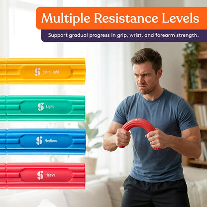 Special Supplies Physical Hand Therapy Kit, 4 Pack Putty, 3 Flexbars