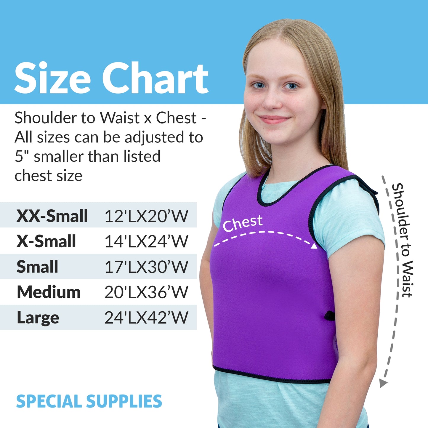 Deep Pressure Compression Sensory Vest (6 Sizes) Comfortable Breathable, Form-Fitting for Kids and Adults