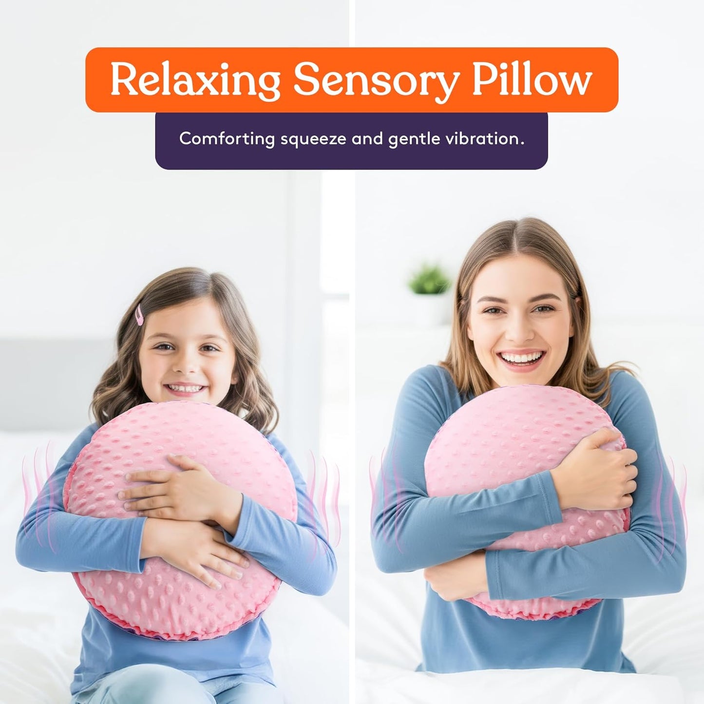 Special Supplies Vibrating Pillow Sensory Pressure Activated Calm for Kids and Adults, 14” Plush Soft Cover- Textured Therapy Stimulation Bumps, 3 Vibration Modes, Music & Voice Recording
