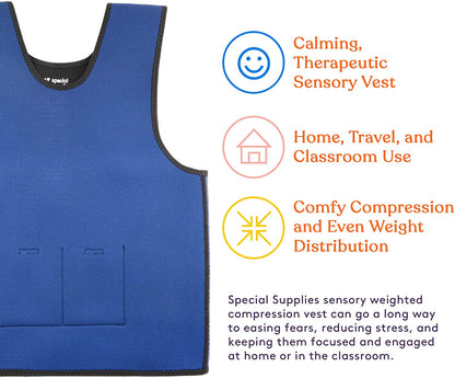 WEIGHTED - Sensory Compression Vest for Kids with Processing Disorders ADHD and Autism Calming and Supportive with Adjustable Weight Fit