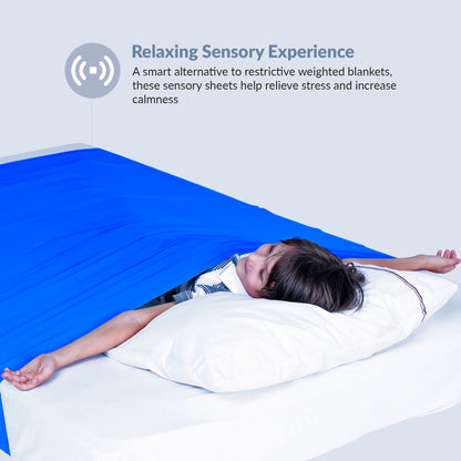 Sensory Bed Sheet for Kids Compression Alternative to Weighted Blankets - Blue