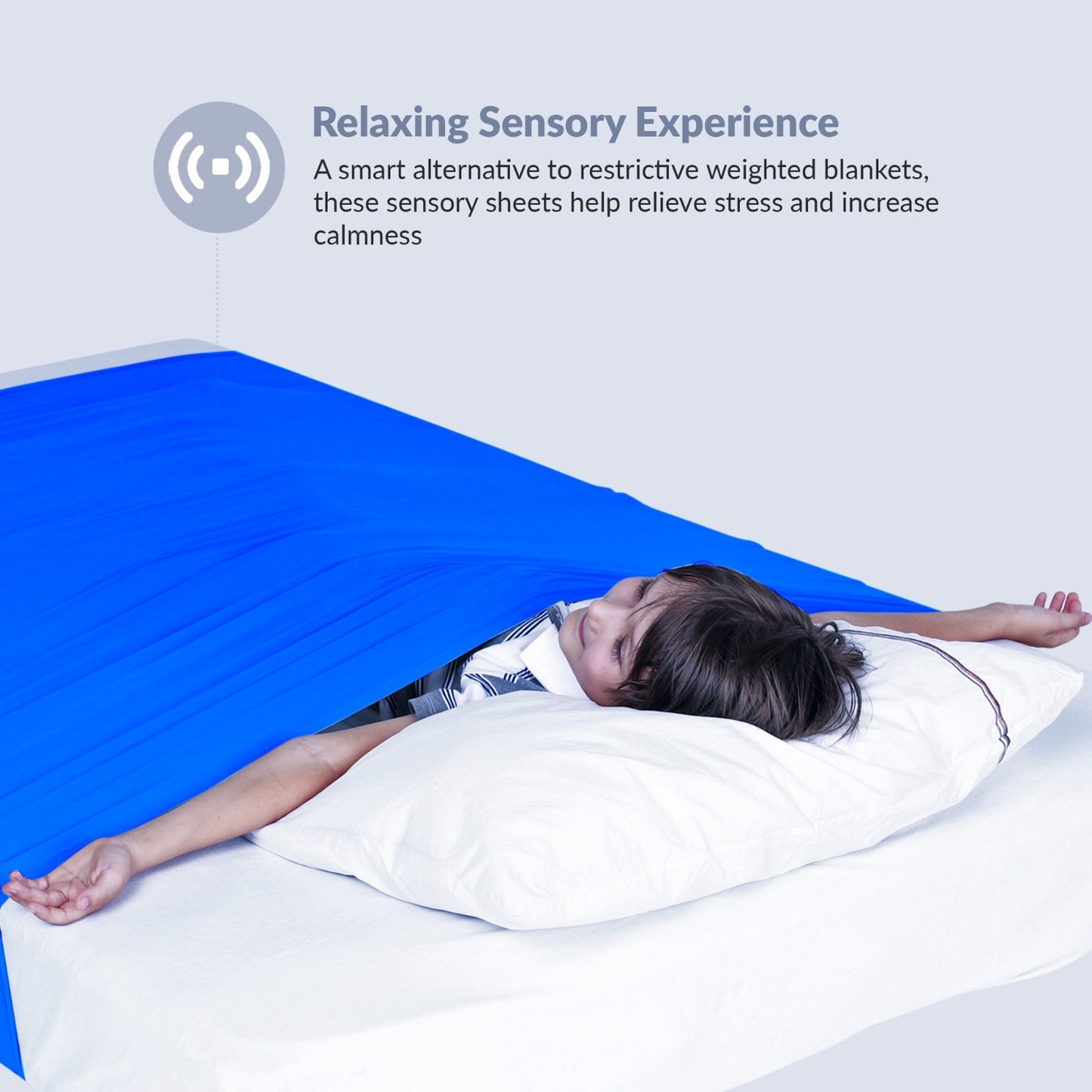 Sensory Bed Sheet for Kids Compression Alternative to Weighted Blankets - Blue