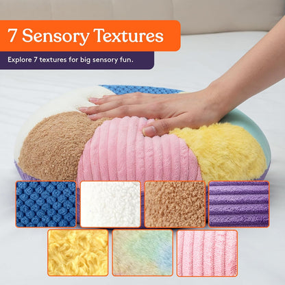 Special Supplies Vibrating Pillow Sensory Pressure Activated Calm for Kids and Adults, 14” Plush Minky Soft Cover with Textured Therapy Stimulation Bumps- 3 Vibration Modes, Music & Voice Recording