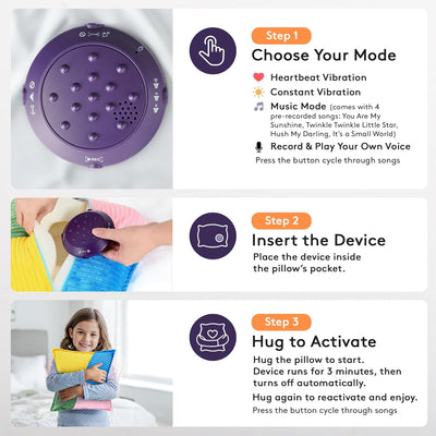 Special Supplies Vibrating Pillow Sensory Pressure Activated Calm for Kids and Adults, 13” Plush Soft Cover with Textured Therapy Stimulation Bumps- 3 Vibration Modes, Music & Voice Recording