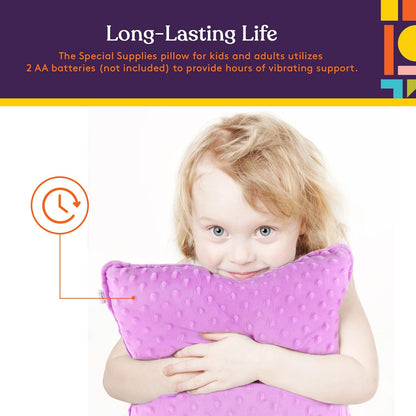 Sensory Vibrating Pillow for Kids and Adults 12" Plush Velvet Soft Cover with Textured Therapy Stimulation  HUG TO ACTIVATE   Purple