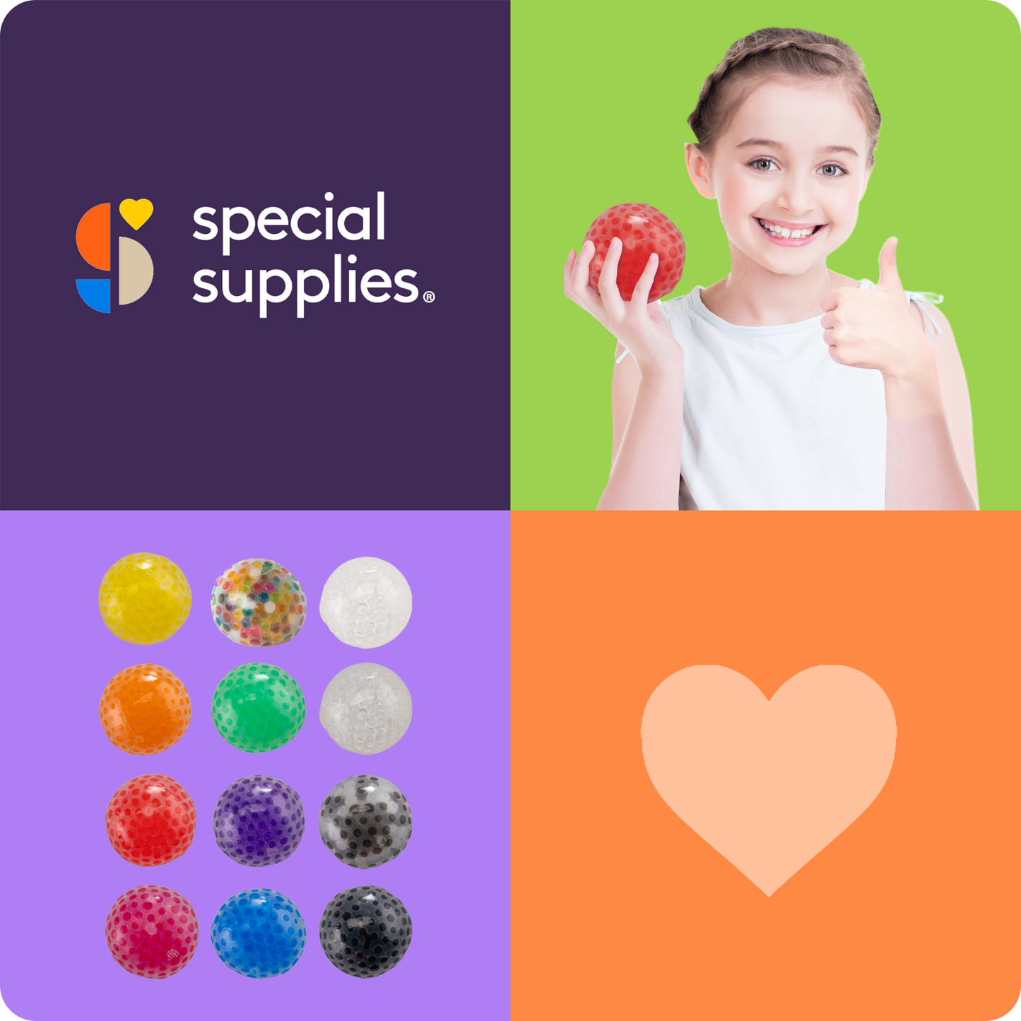 Special Supplies Squish Water Beads Stress Ball (12-Pack) Squeeze, Color Sensory Toy - Relieve Tension, Stress - Home, Travel and Office Use - Fun for Kids and Adults (Squishy)