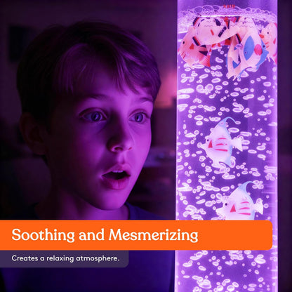 Special Supplies Aquarium Sensory Bubble Tube Lamp - 4ft Color-Changing LED with Remote, 5 Fishes, Nightlight Effect & Bluetooth Speaker