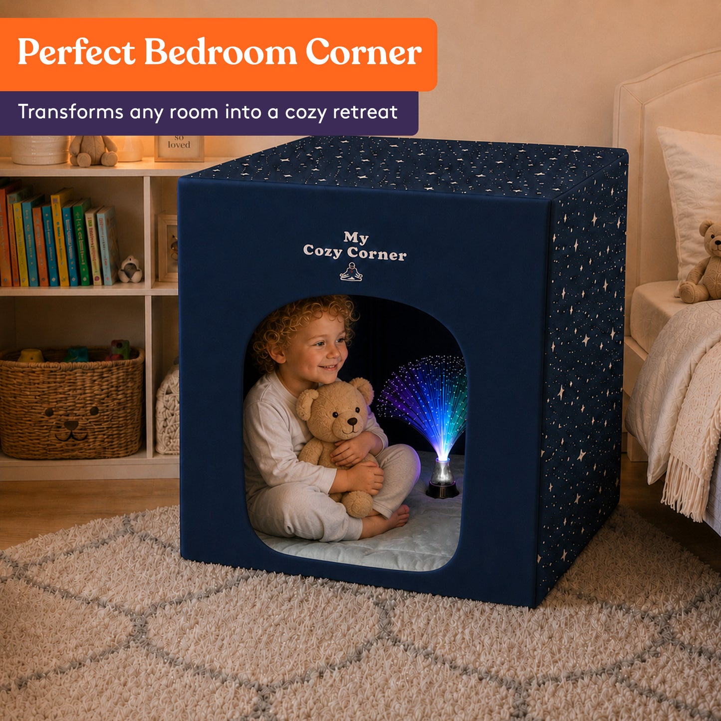 Special Supplies Blackout Sensory Tent for Kids,Calming Play Room with Fiber Optic Lamp and Glow-in-The-Dark Fuzzy Blanket