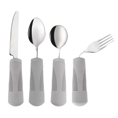 Adaptive Utensils - Weighted and Bendable 6 oz. Arthritis Aid Silverware - Easy Grip for Shaking, Elderly & Trembling Hands - Stainless Steel Spoons, Fork & Knife