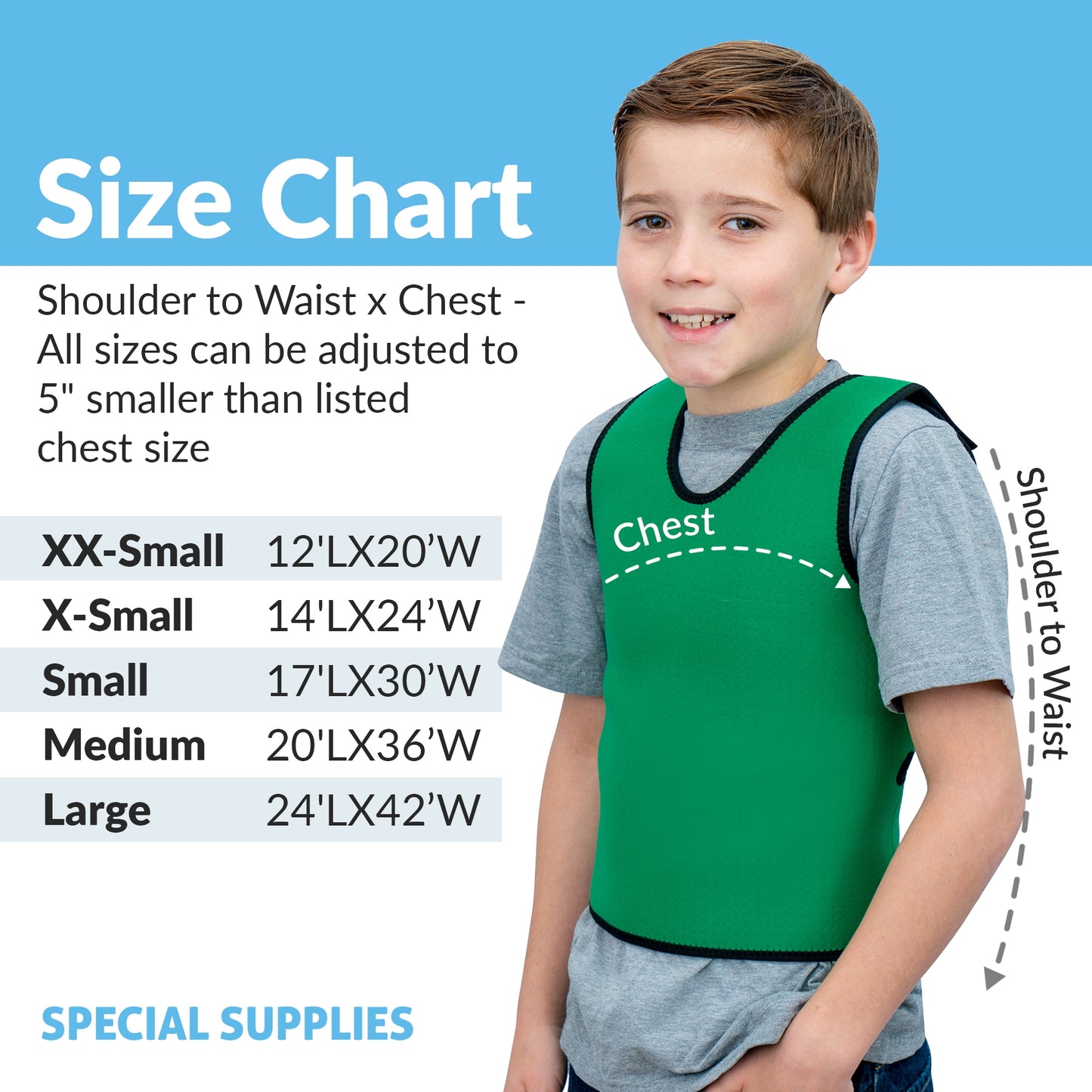 Deep Pressure Compression Sensory Vest (6 Sizes) Comfortable Breathable, Form-Fitting for Kids and Adults