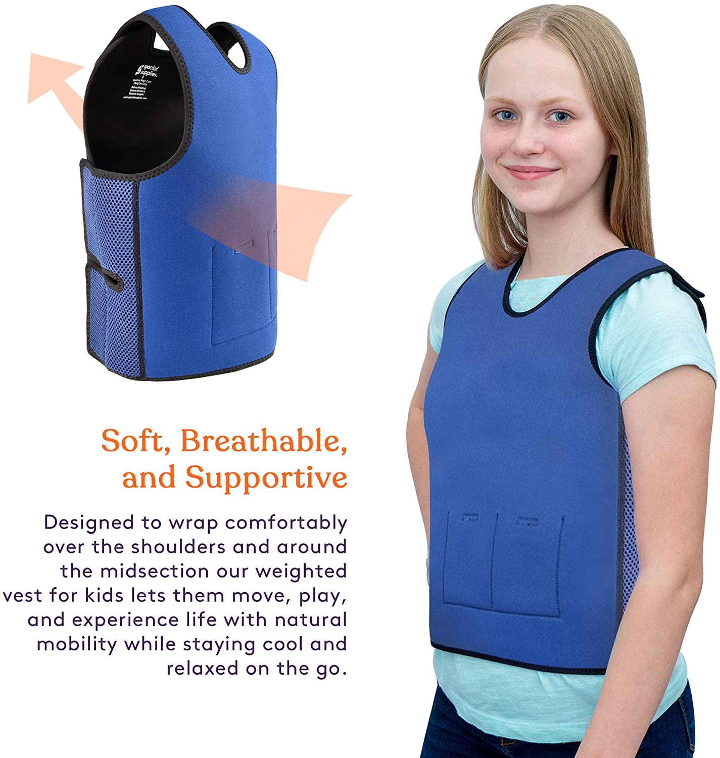 WEIGHTED - Sensory Compression Vest for Kids with Processing Disorders ADHD and Autism Calming and Supportive with Adjustable Weight Fit