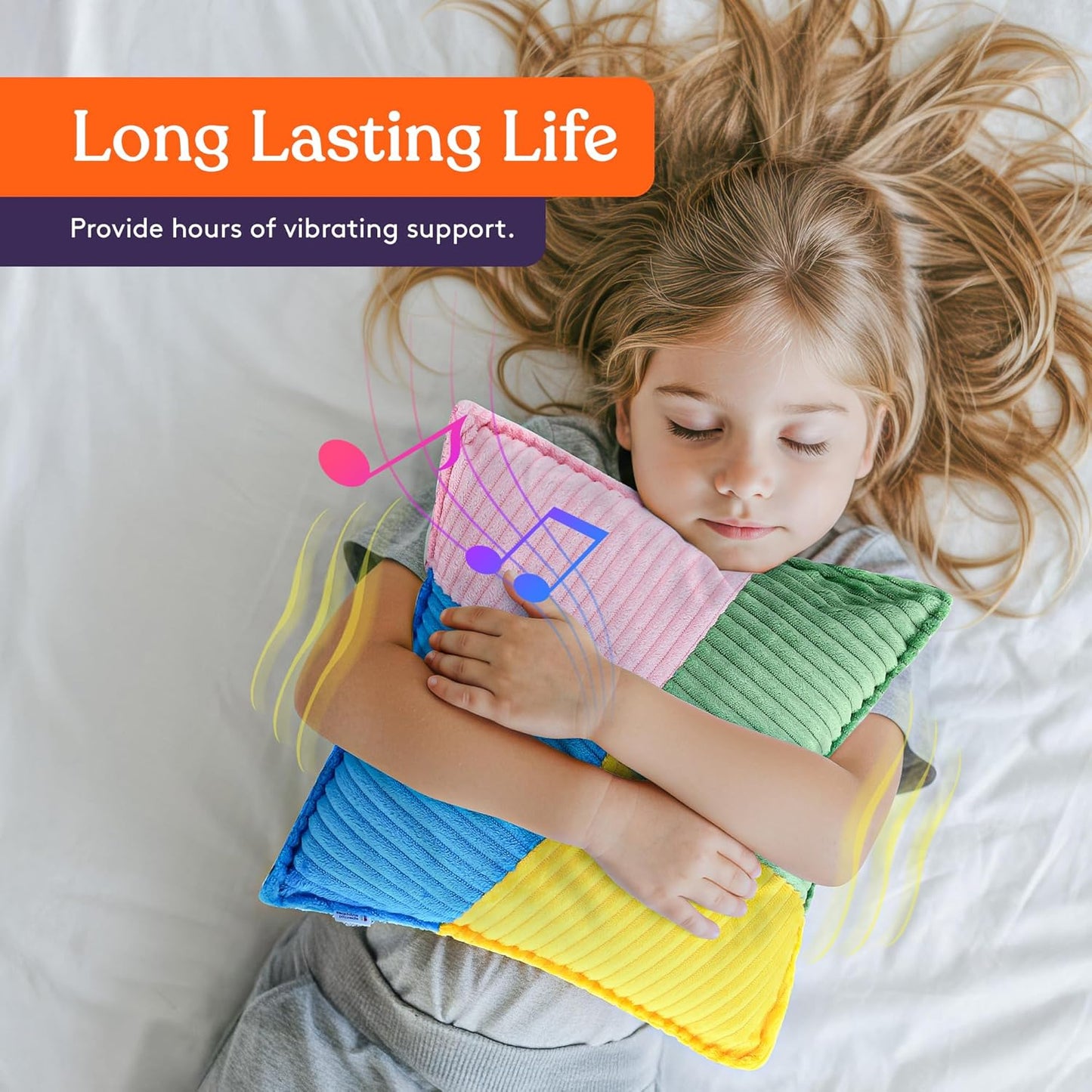 Special Supplies Vibrating Pillow Sensory Pressure Activated Calm for Kids and Adults, 13” Plush Soft Cover with Textured Therapy Stimulation Bumps- 3 Vibration Modes, Music & Voice Recording