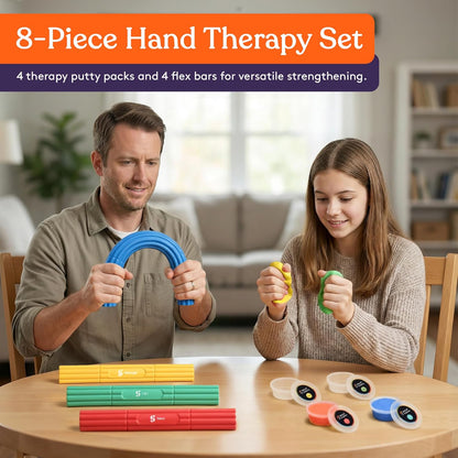 Special Supplies Physical Hand Therapy Kit, 4 Pack Putty, 3 Flexbars