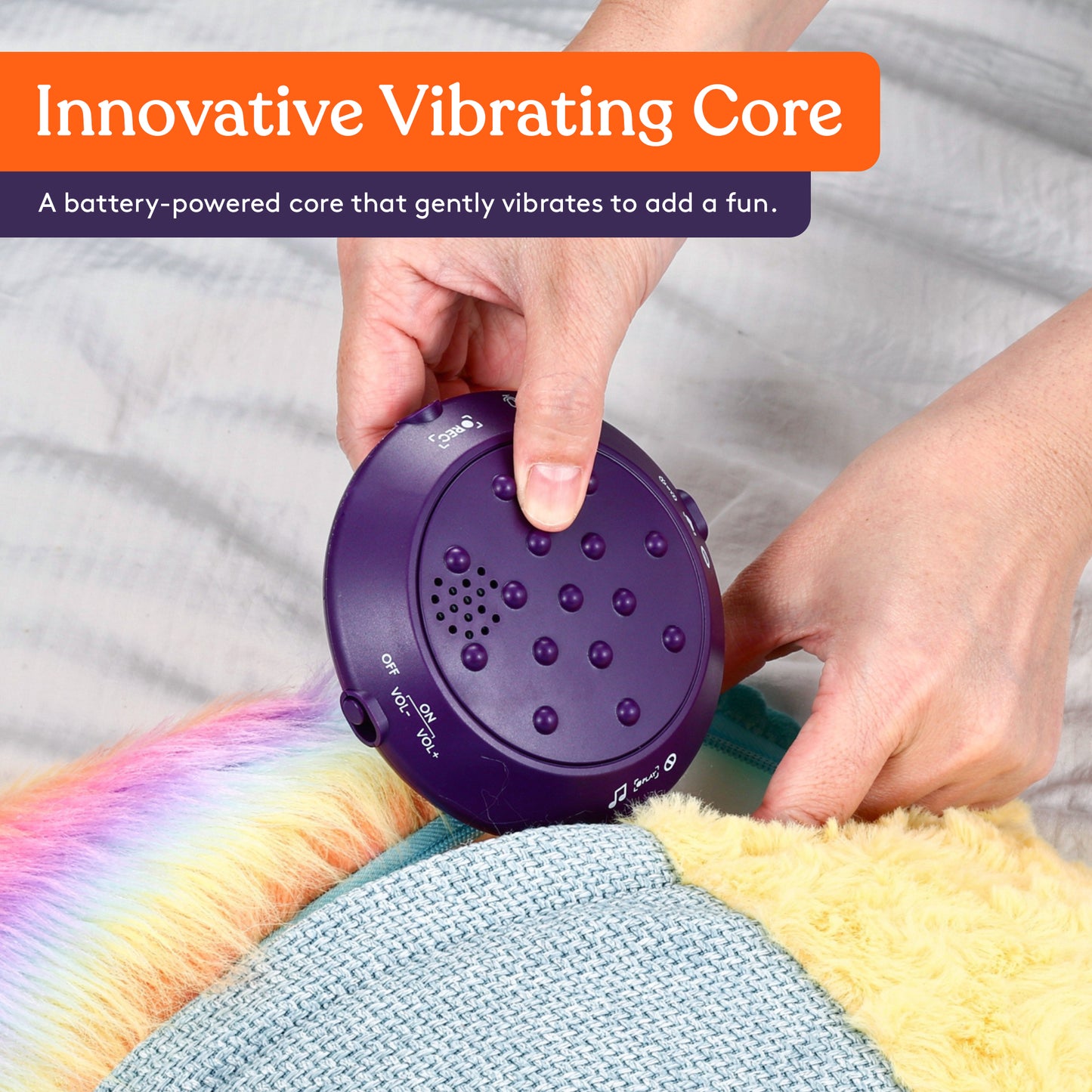 Special Supplies Vibrating Pillow Sensory Pressure Activated Calm for Kids and Adults, 13” Plush Soft Cover with Multi Textured Therapy Stimulation Bumps -3 Vibration Modes, Music & Voice Recording