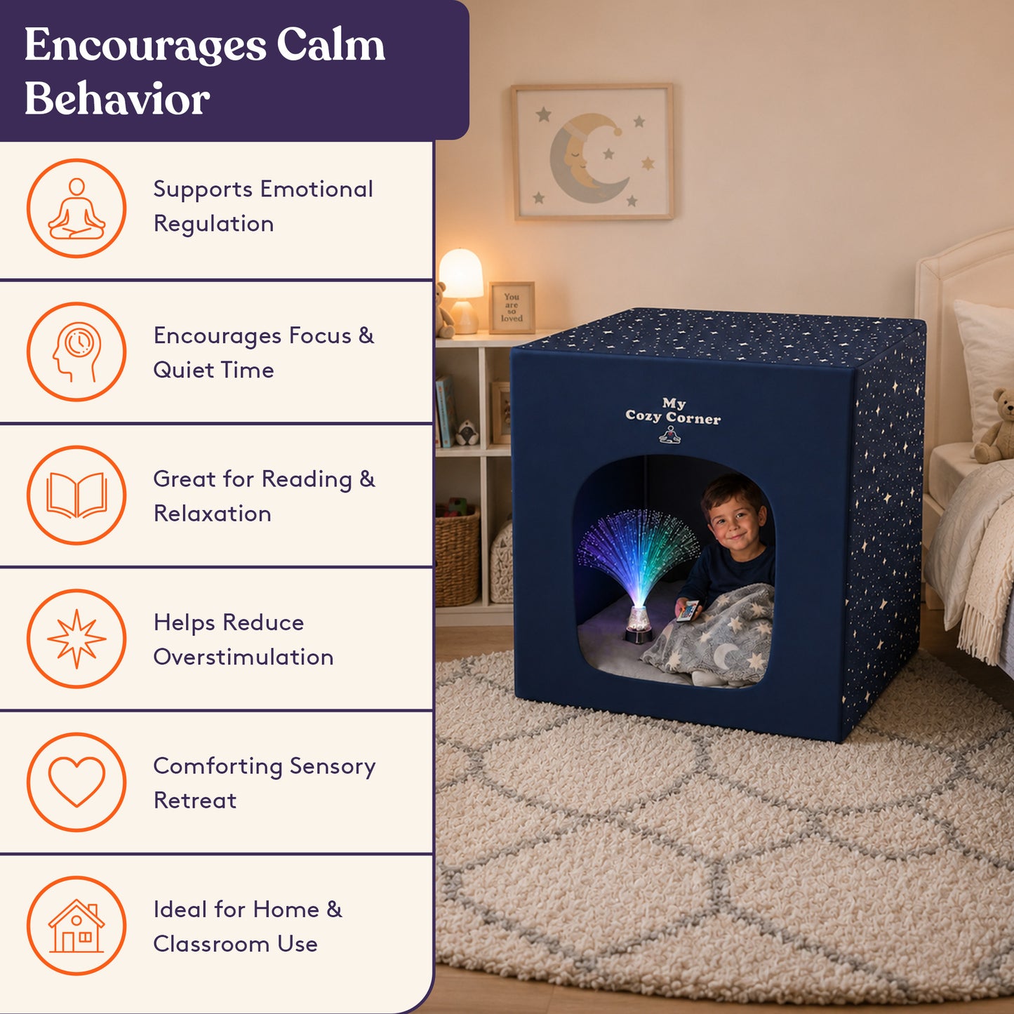 Special Supplies Blackout Sensory Tent for Kids,Calming Play Room with Fiber Optic Lamp and Glow-in-The-Dark Fuzzy Blanket