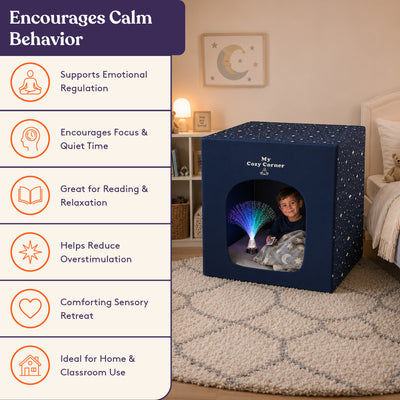 Special Supplies Blackout Sensory Tent for Kids, Calming Play Room with Fiber Optic Lamp and Glow-in-The-Dark Fuzzy Blanket