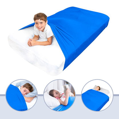 Sensory Bed Sheet for Kids Compression Alternative to Weighted Blankets - Blue