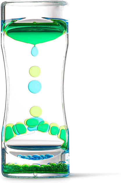 Special Supplies Liquid Motion Bubbler Toy (1-Pack) Colorful Hourglass Timer with Droplet Movement, Bedroom, Kitchen, Bathroom Sensory Play, Cool Home or Desk Decor (Green)