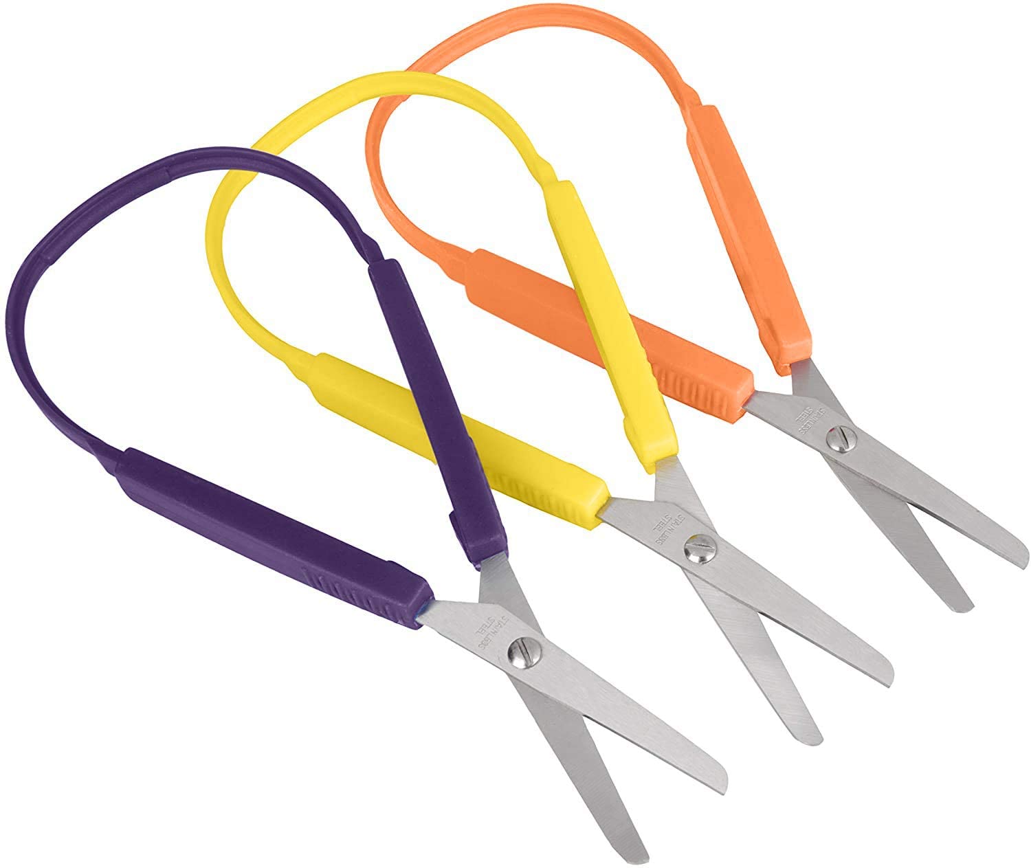 Loop Scissors for Kids (3-Pack) Colorful Looped, Adaptive Design | Rig ...