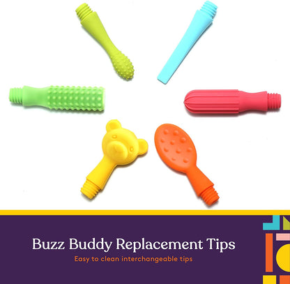 6 Replacement Tips for Buzz Buddy, with Travel Zipper Case