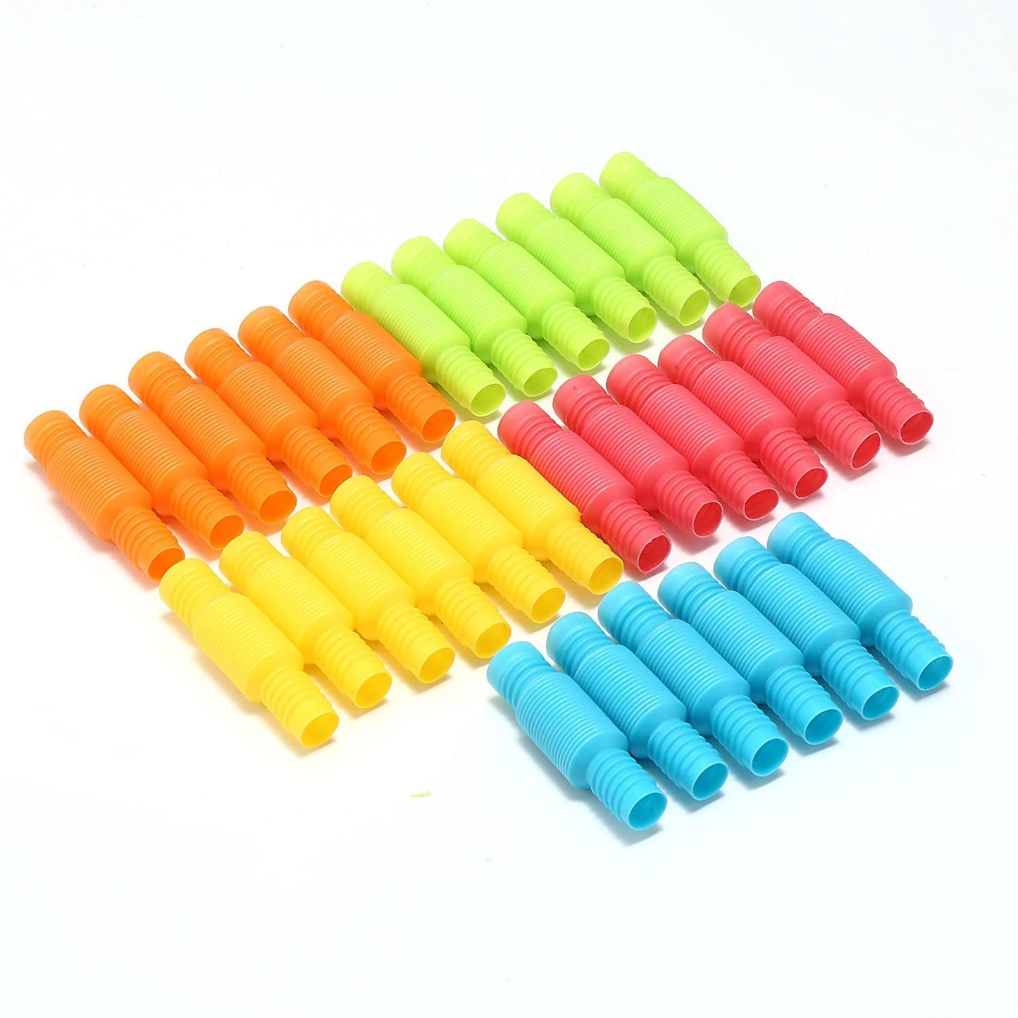 Special Supplies 30-Pack Fun Pull and Stretch Tubes for Kids - Pop, Bend, Build, and Connect Toy, Provide Tactile and Auditory Sensory Play, Colorful, Heavy-Duty Plastic (TINY)