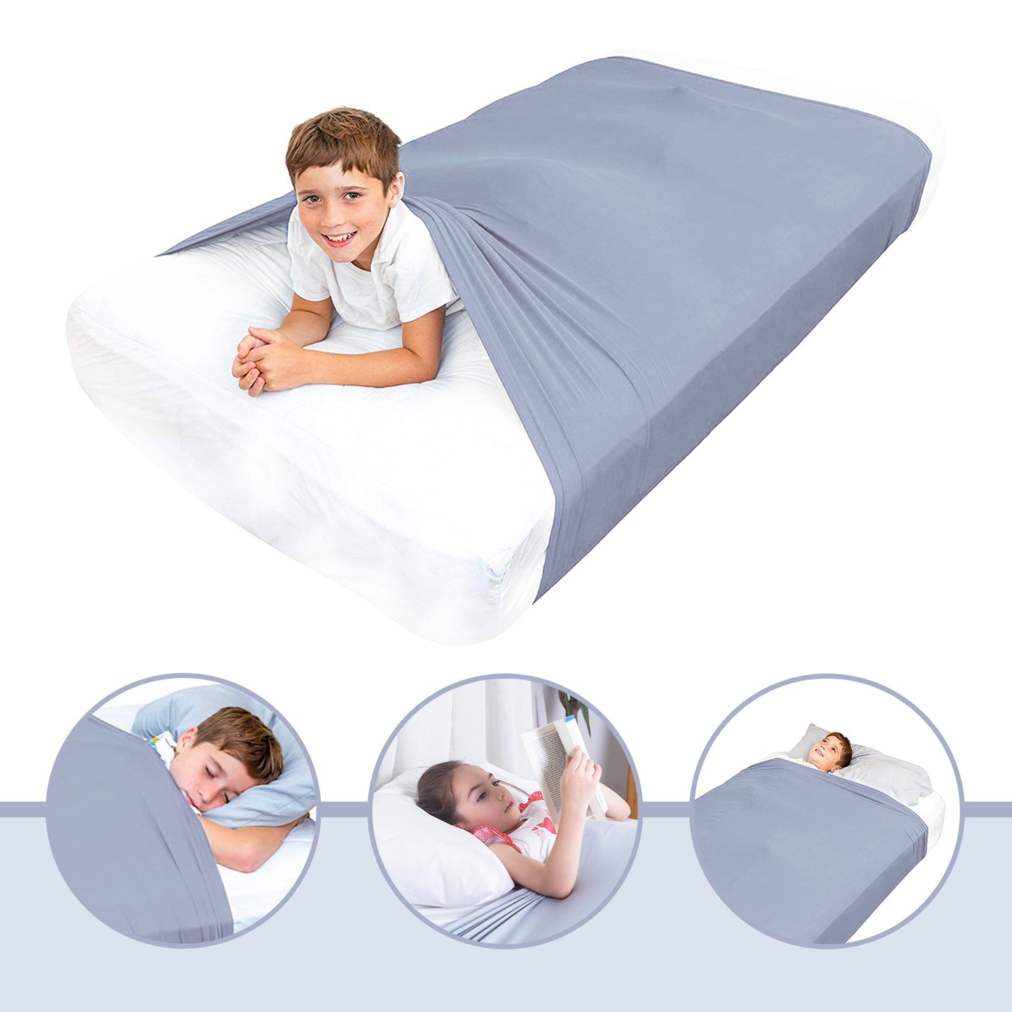 Sensory Bed Sheet for Kids Compression Alternative to Weighted Blankets - Gray