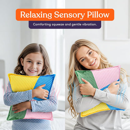 Special Supplies Vibrating Pillow Sensory Pressure Activated Calm for Kids and Adults, 13” Plush Soft Cover with Textured Therapy Stimulation Bumps- 3 Vibration Modes, Music & Voice Recording