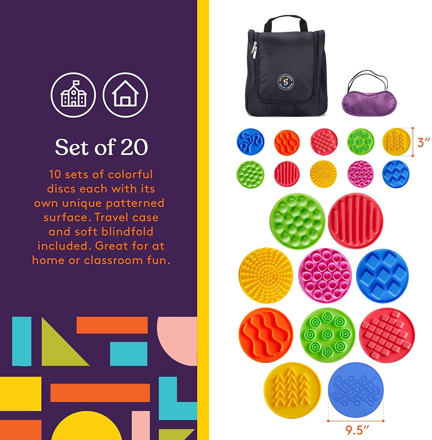 Sensory Discs Matching Game - 20 Pack - Eye Mask Included